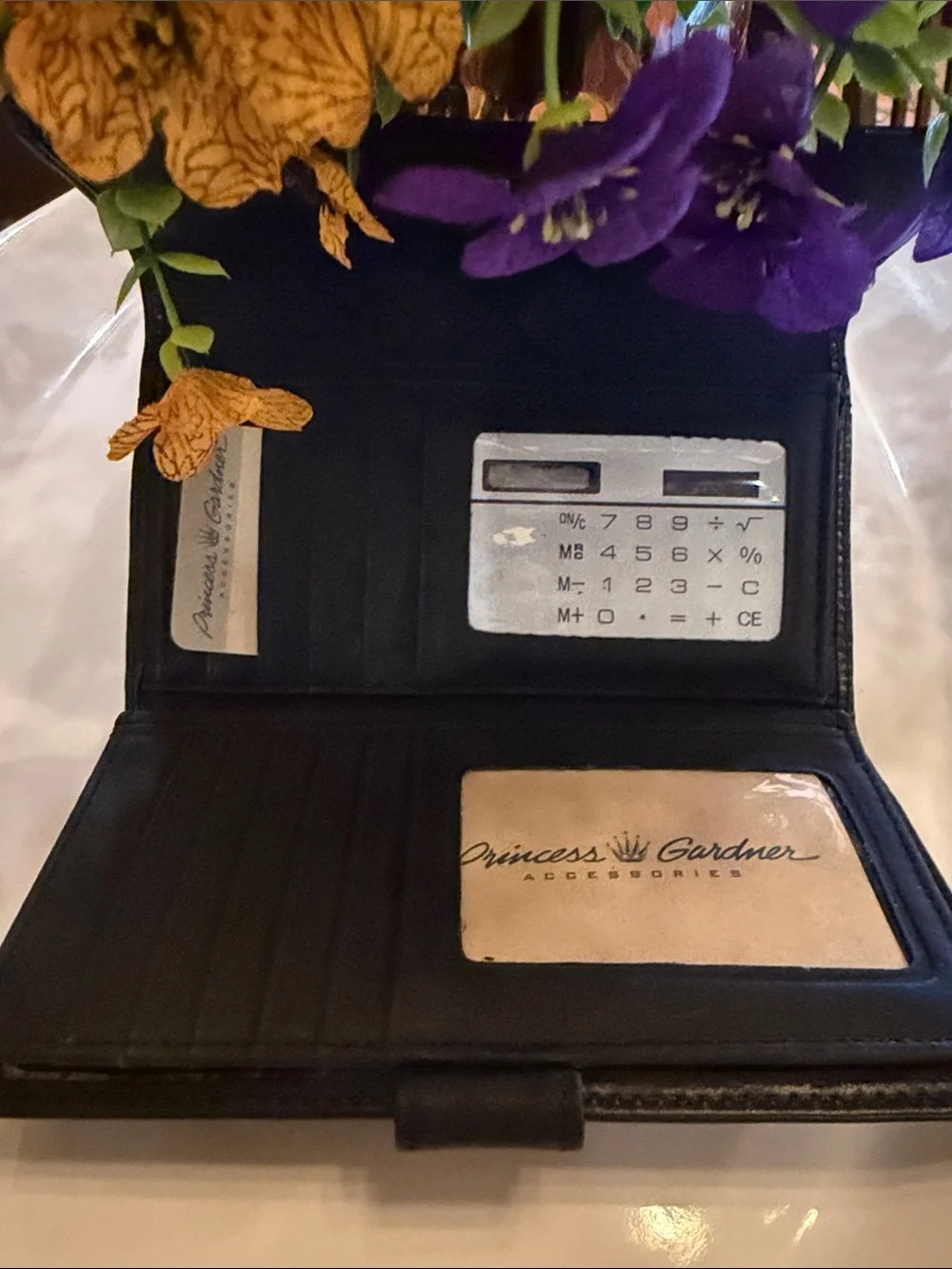 NWT***Princess Gardner BUTTERY SOFT Black Leather Calculator Clutch-Box included